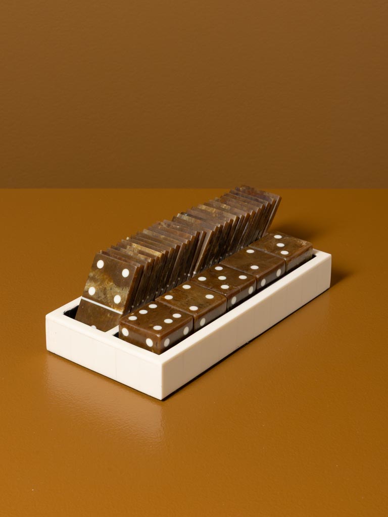 Set de domino et dés résine beige - 1