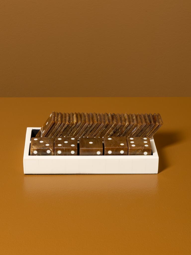 Set de domino et dés résine beige - 5
