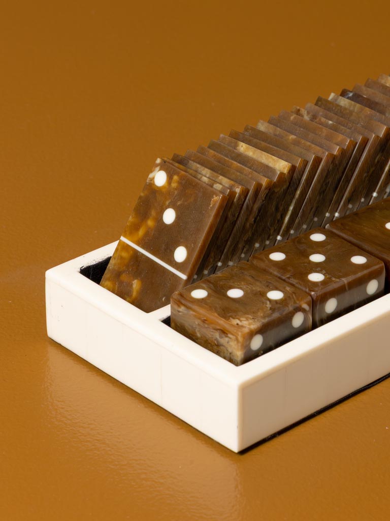Set de domino et dés résine beige - 4