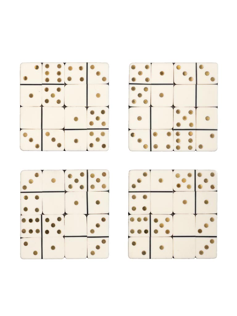 S/4 sous-verres dominos détails laiton - 2