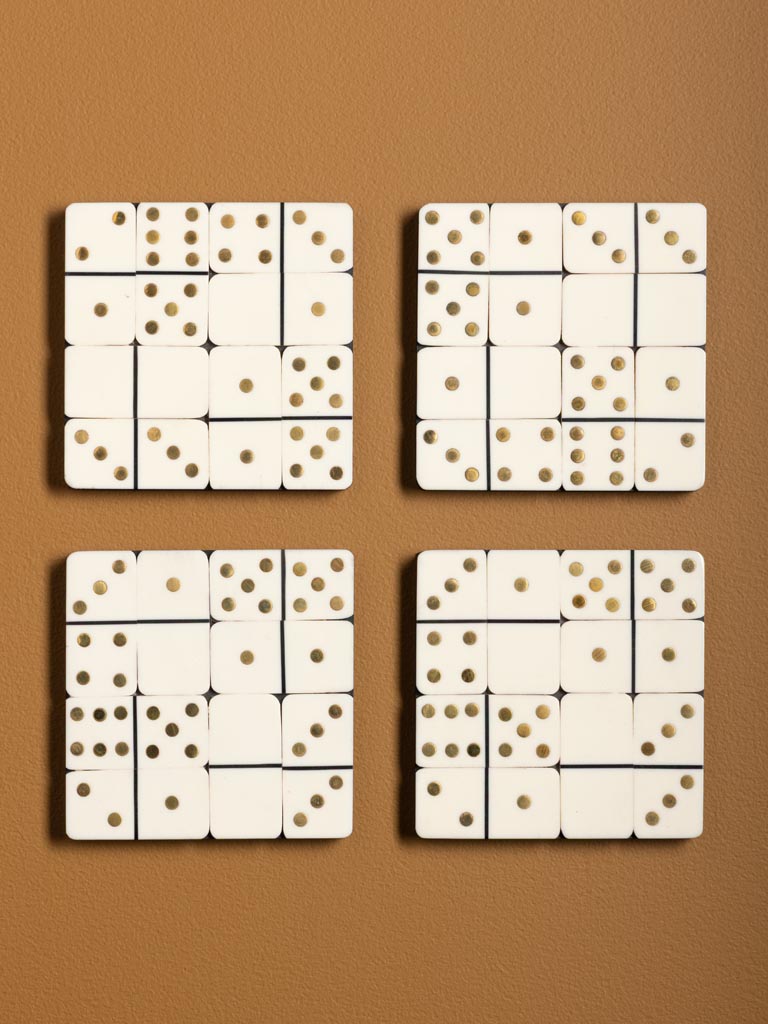 S/4 sous-verres dominos détails laiton - 1
