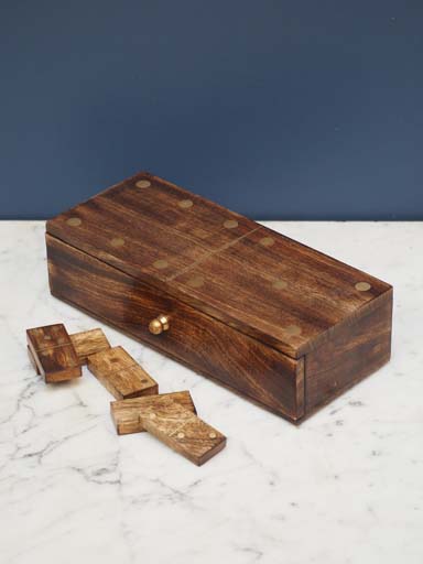 Mango wood and brass domino box
