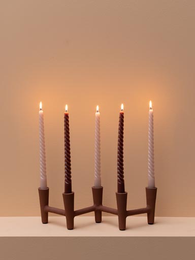 Terracotta candlestick x 5