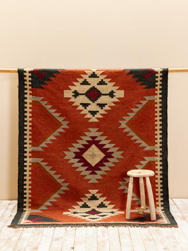 Wool and jute Terra di Sienna Kilim rug