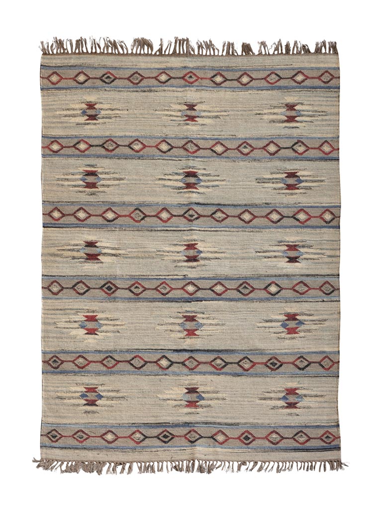 Red and blue kilim rug in wool and cotton - 2