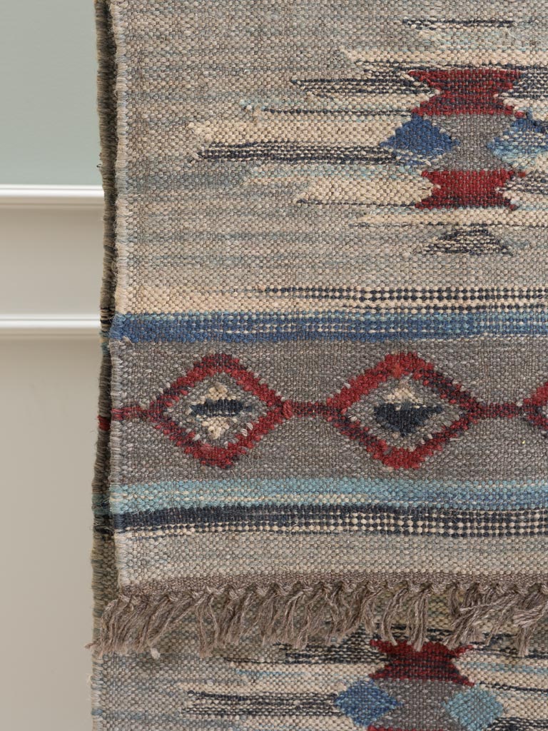 Red and blue kilim rug in wool and cotton - 3
