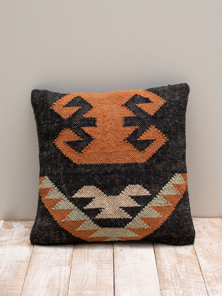 Coussin kilim brun orangé 40x40 - 1