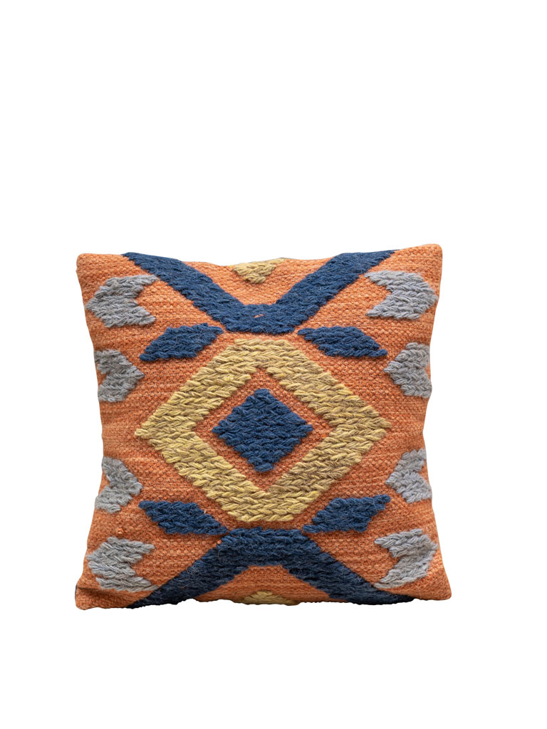 Coussin kilim bleu et orange 40x40 - 2