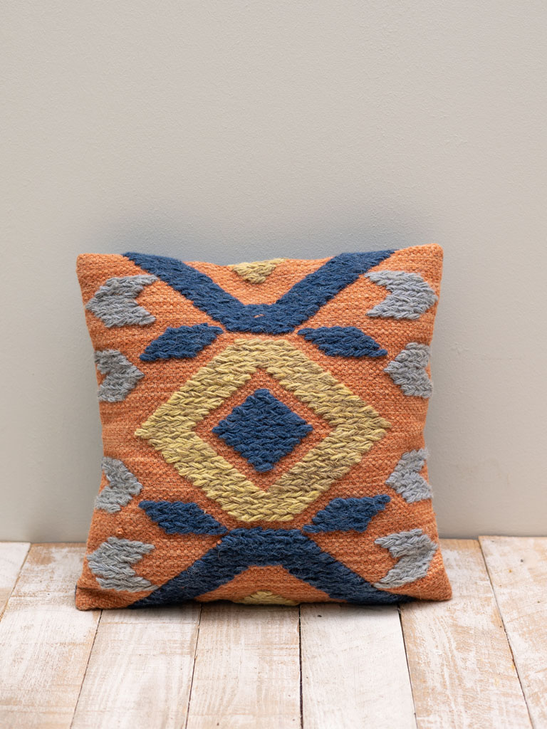 Kilim cushion blue and orange - 1