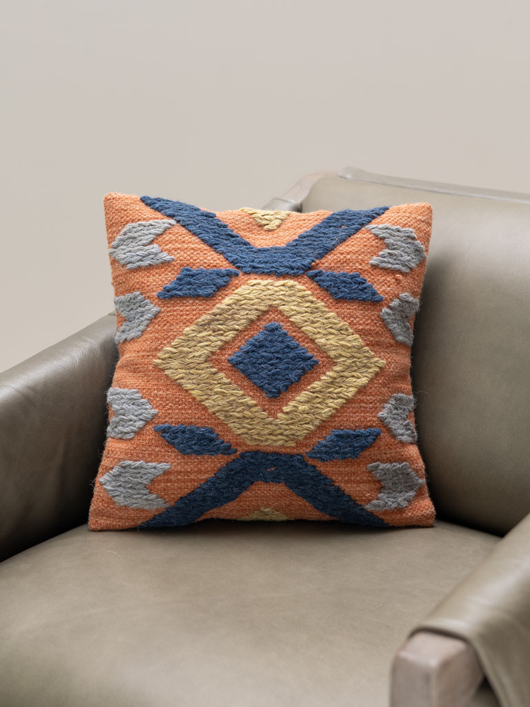 Kilim cushion blue and orange - 5