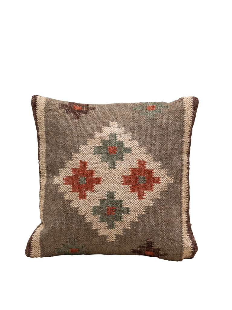 Kilim cushion red and green losanges - 4