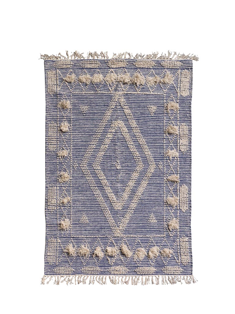 Tapis losanges bleu coton Signs - 2