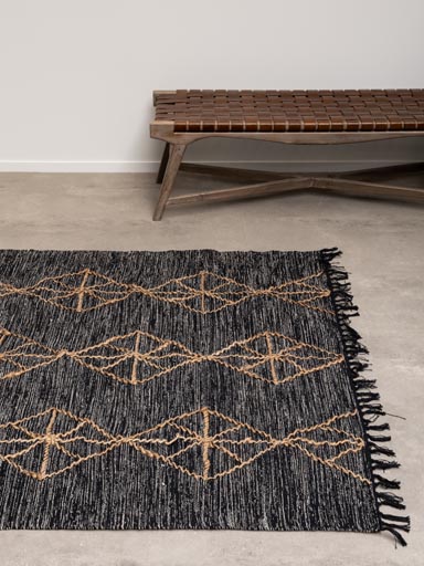 Large black cotton rug braided jute