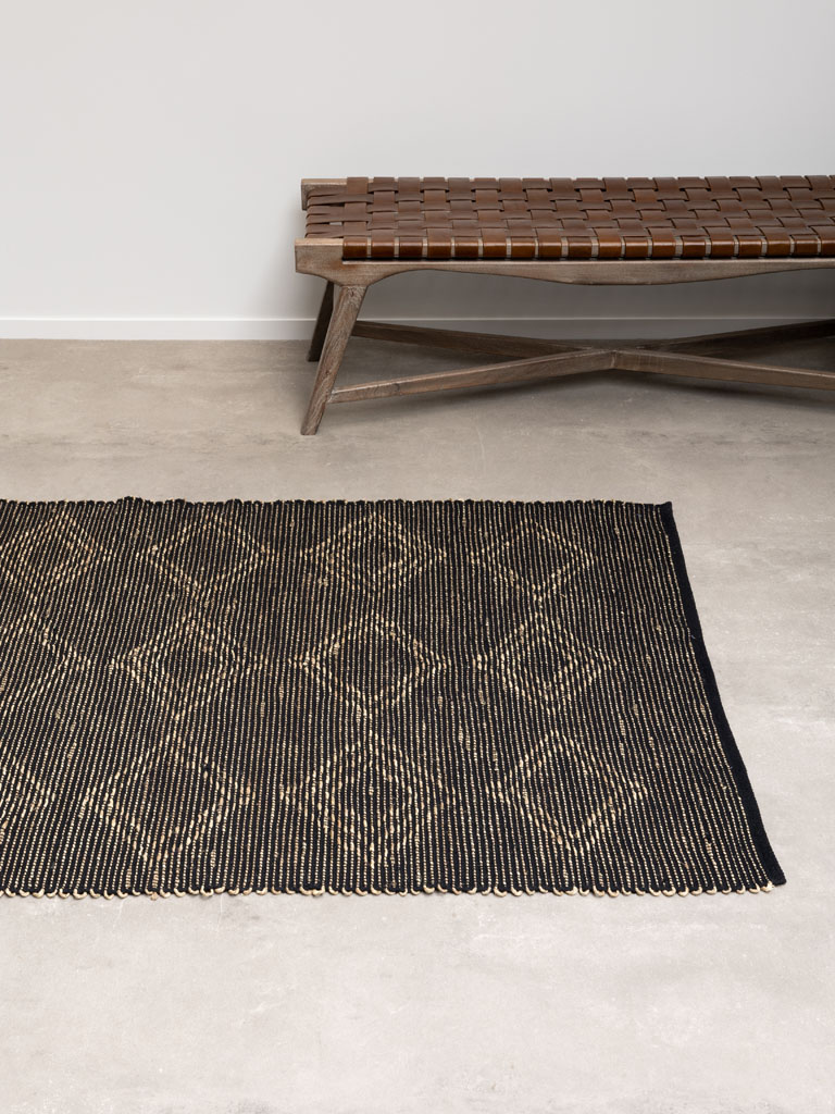Cotton and seagrass rug with rhombus - 1