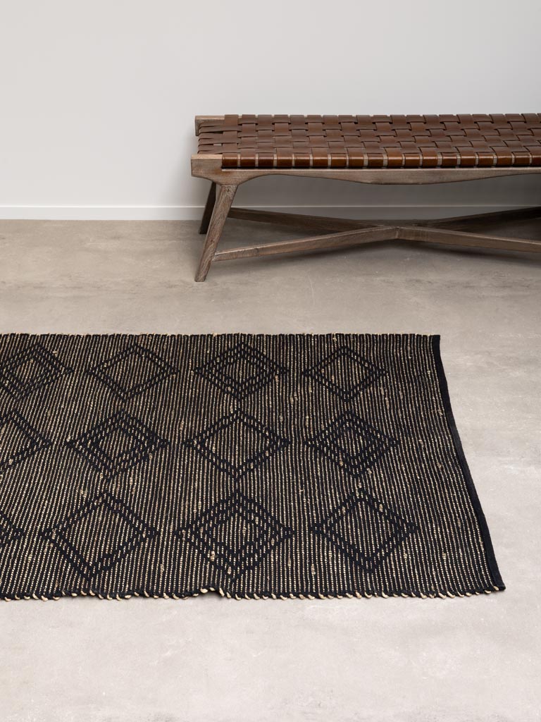 Cotton and seagrass rug with rhombus - 3