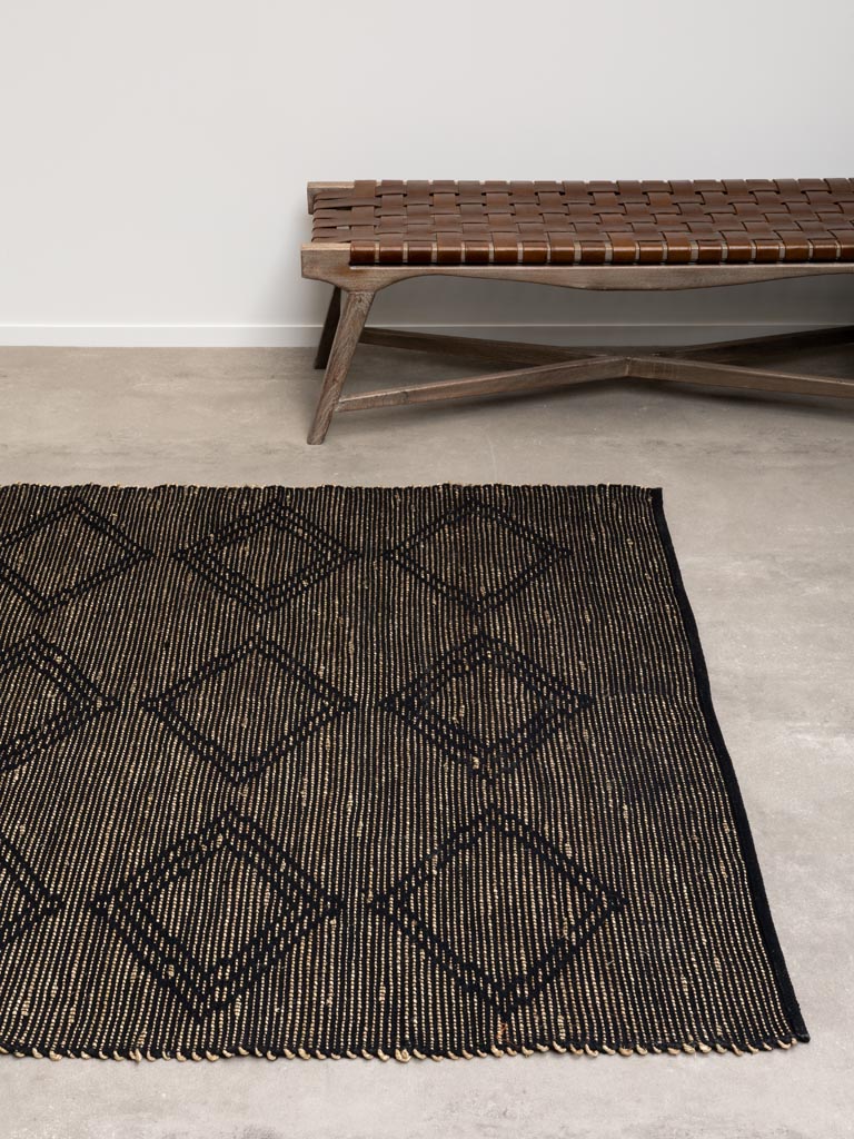 Large cotton and seagrass rug with rhombus - 3