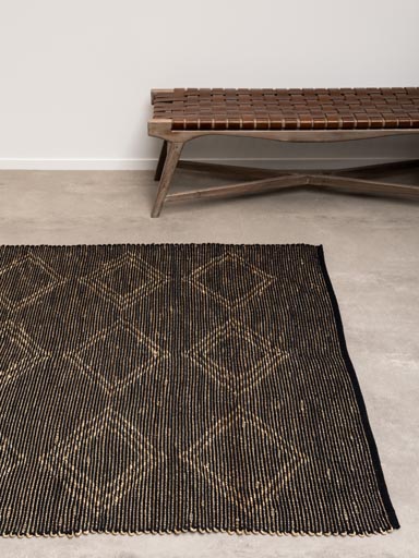 Large cotton and seagrass rug with rhombus