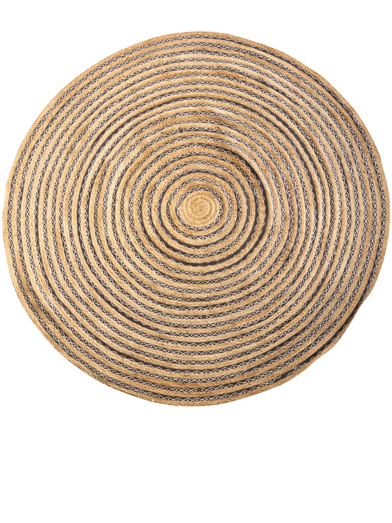 Round reversible black/white braided rug - 2