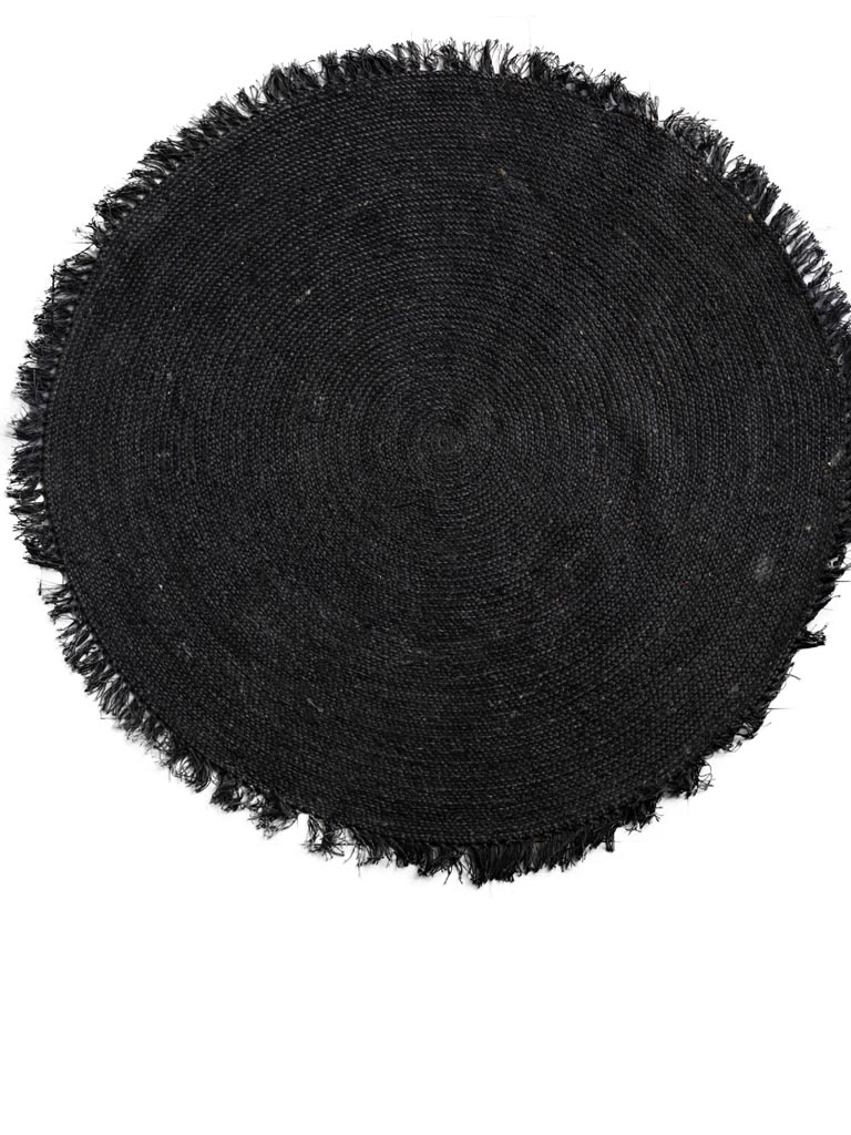 Grand tapis rond chanvre noir - 2