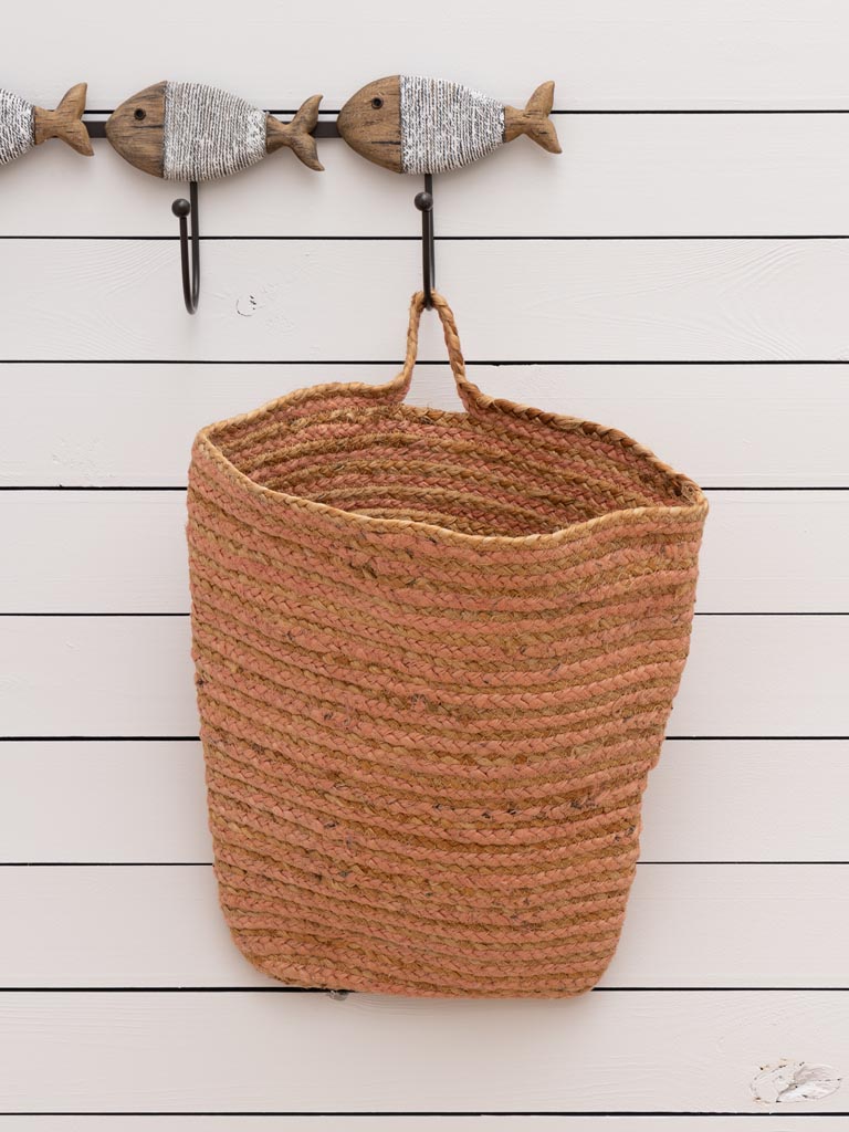 Hanging basket jute and pink cotton - 3