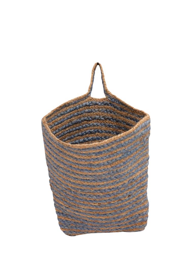 Panier à suspendre jute et coton bleu - 2