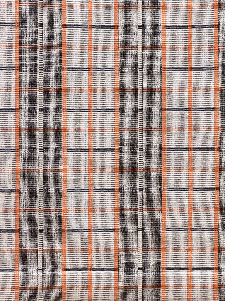 Small woven cotton rug in blue & orange - 4
