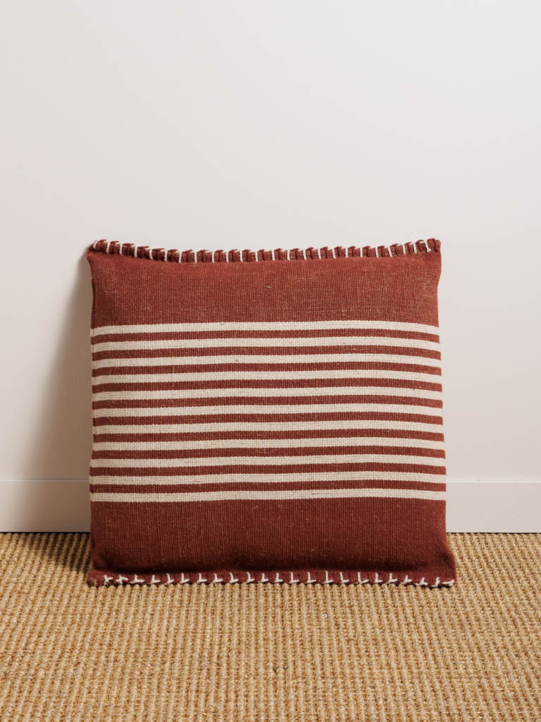 Fine stripe burgundy cushion - 1