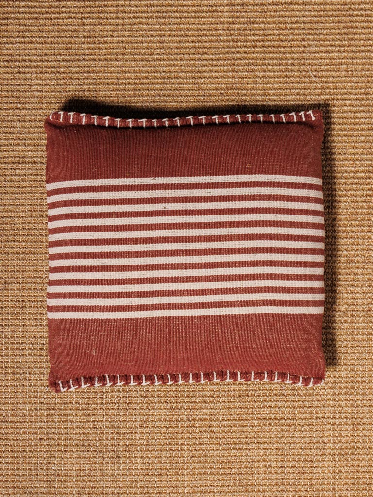 Fine stripe burgundy cushion - 4