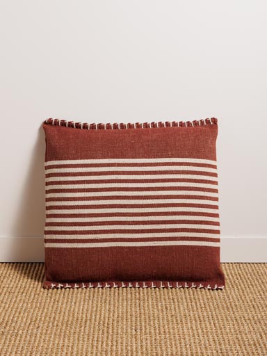 Fine stripe burgundy cushion