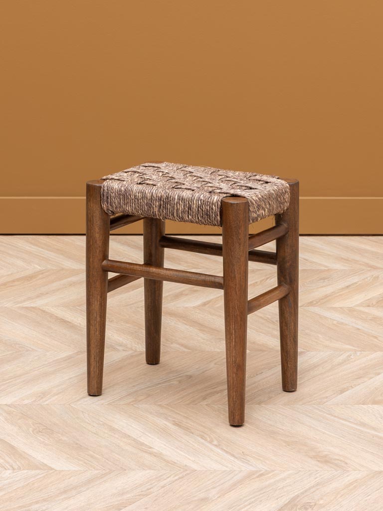 Stool with sage jute weaving - 1