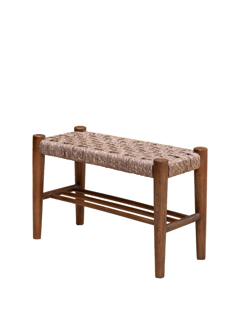 Small bench with sage jute weaving - 2