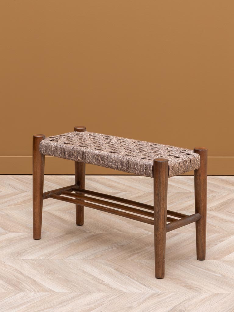 Small bench with sage jute weaving - 1