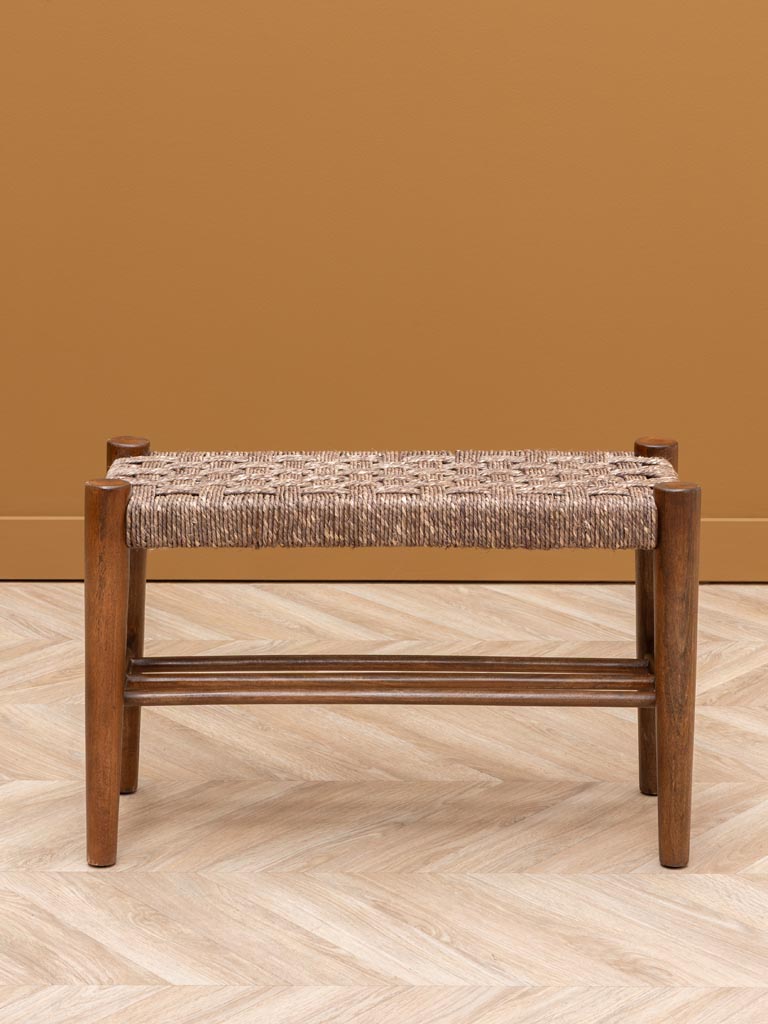 Small bench with sage jute weaving - 3