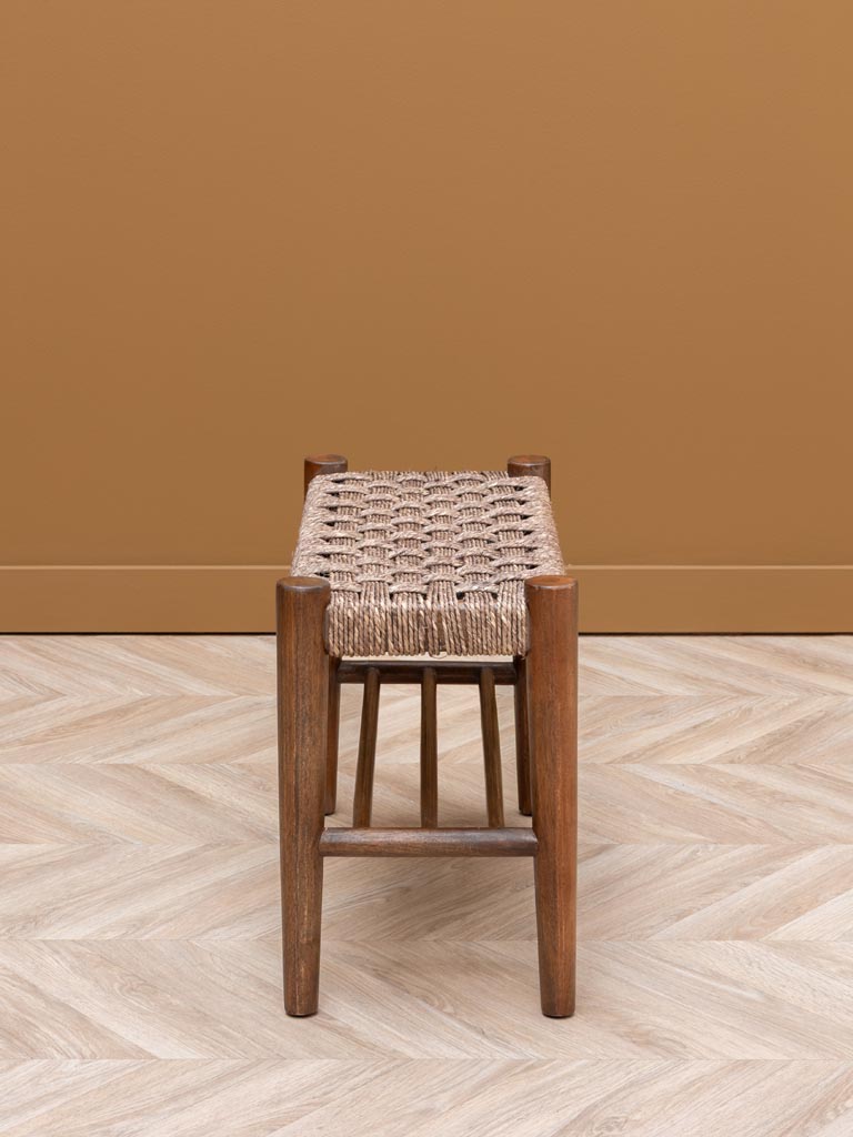 Small bench with sage jute weaving - 5