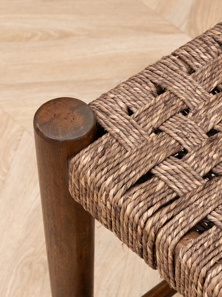Small bench with sage jute weaving - 4