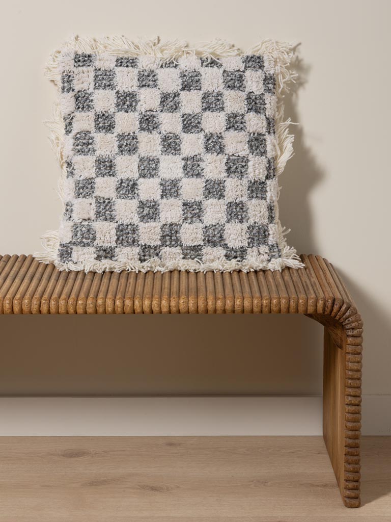 Coussin laine damier - 1