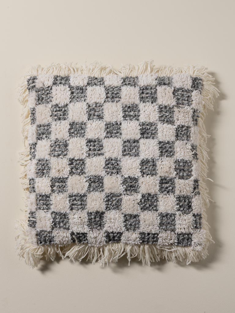 Coussin laine damier - 3