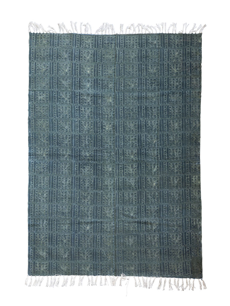 Cotton printed blue kakhi rug - 2