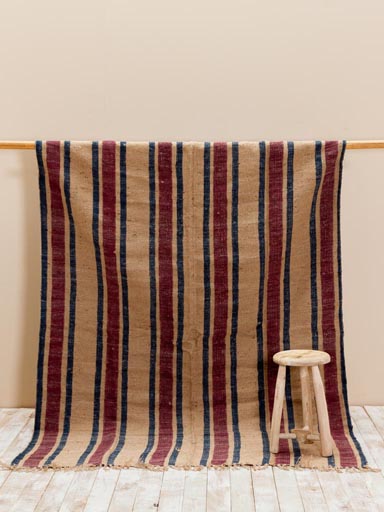 Big stonewashed burgundy printed rug Cap Ferret