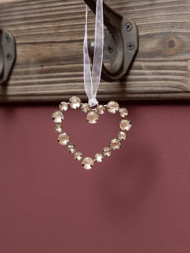 Hanging heart with clear pearls