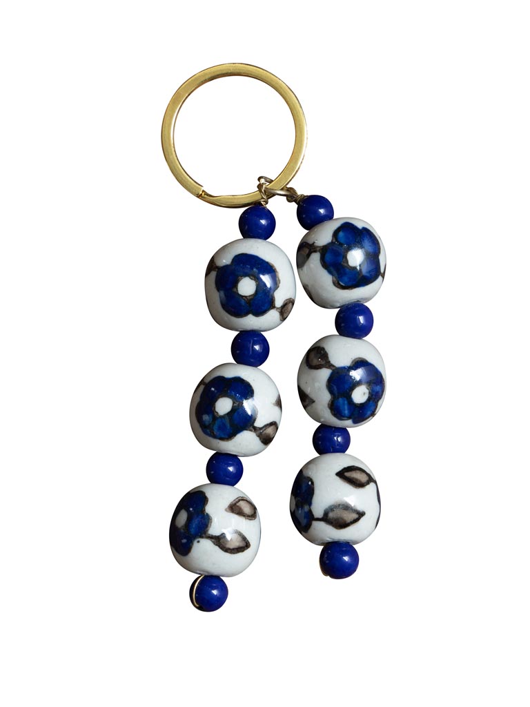 Porte clé bille céramique bleue Nina - 2