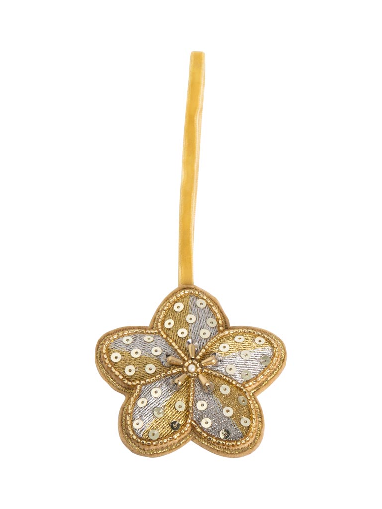 Suspension fleur perles dorées - 2