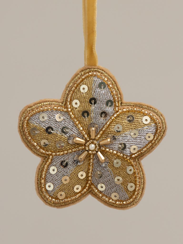 Hanging golden beaded flower - 3