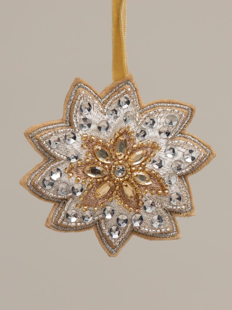 Hanging silver beaded flower - 3