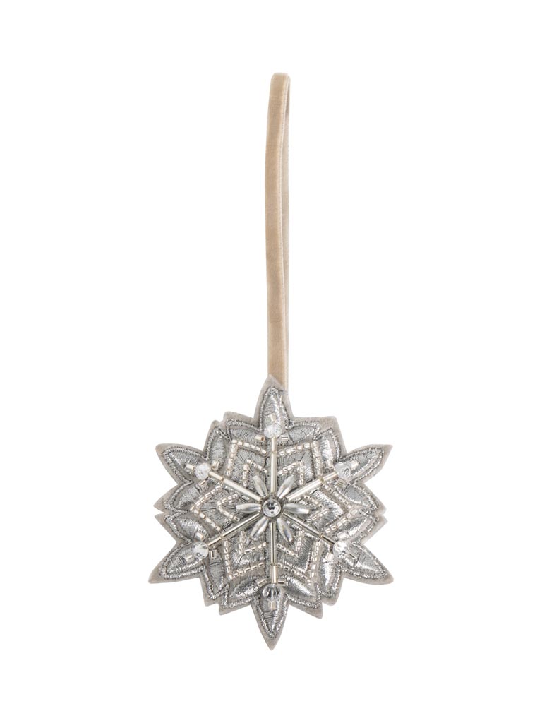 Hanging silver beaded snowflake - 2