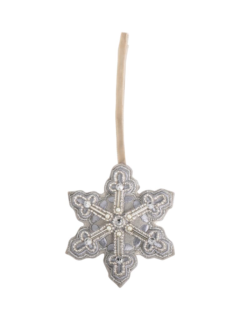 Hanging silver beaded snowflake - 2