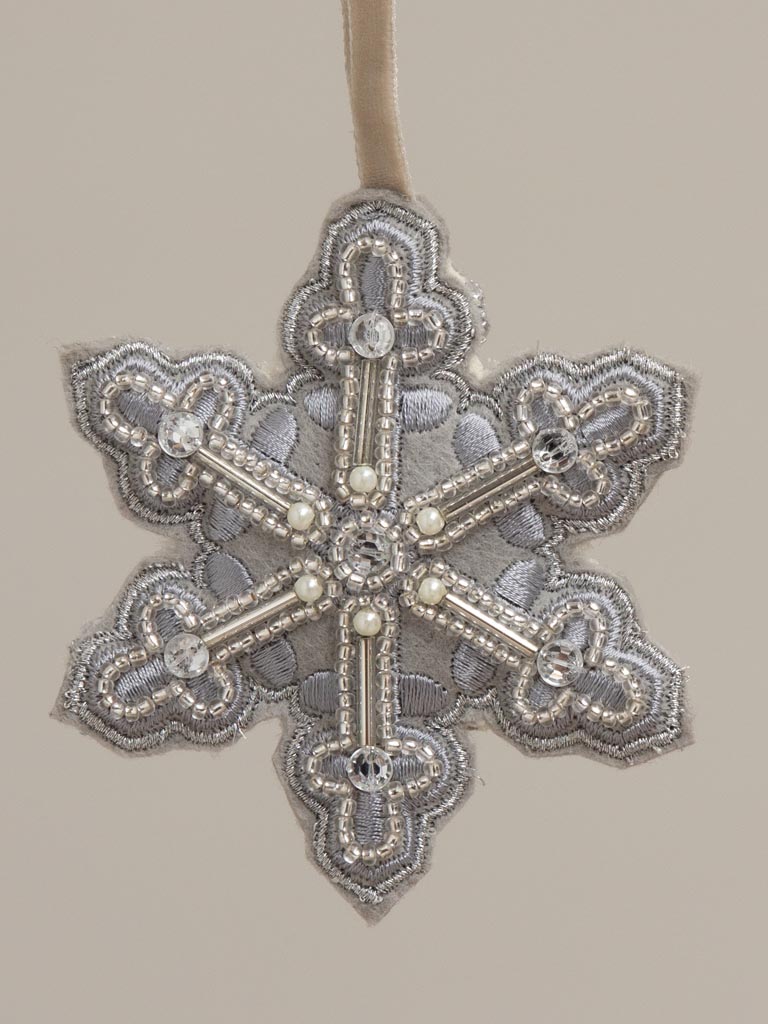 Hanging silver beaded snowflake - 3