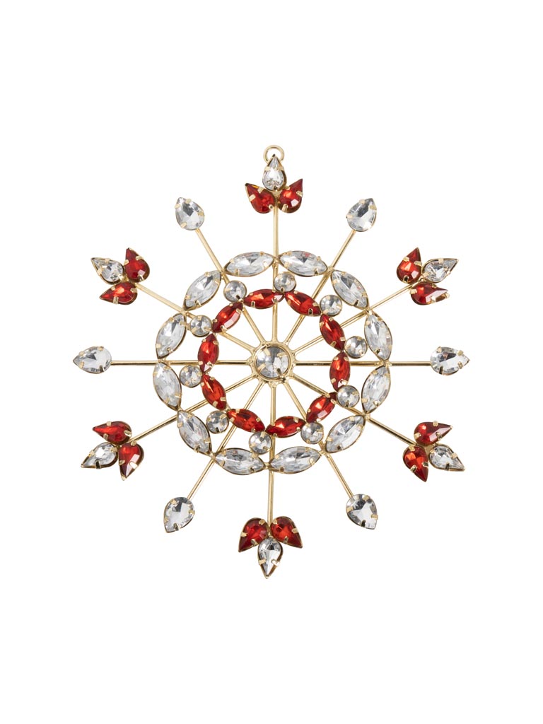 Hanging snowflake with red diamonds - 2