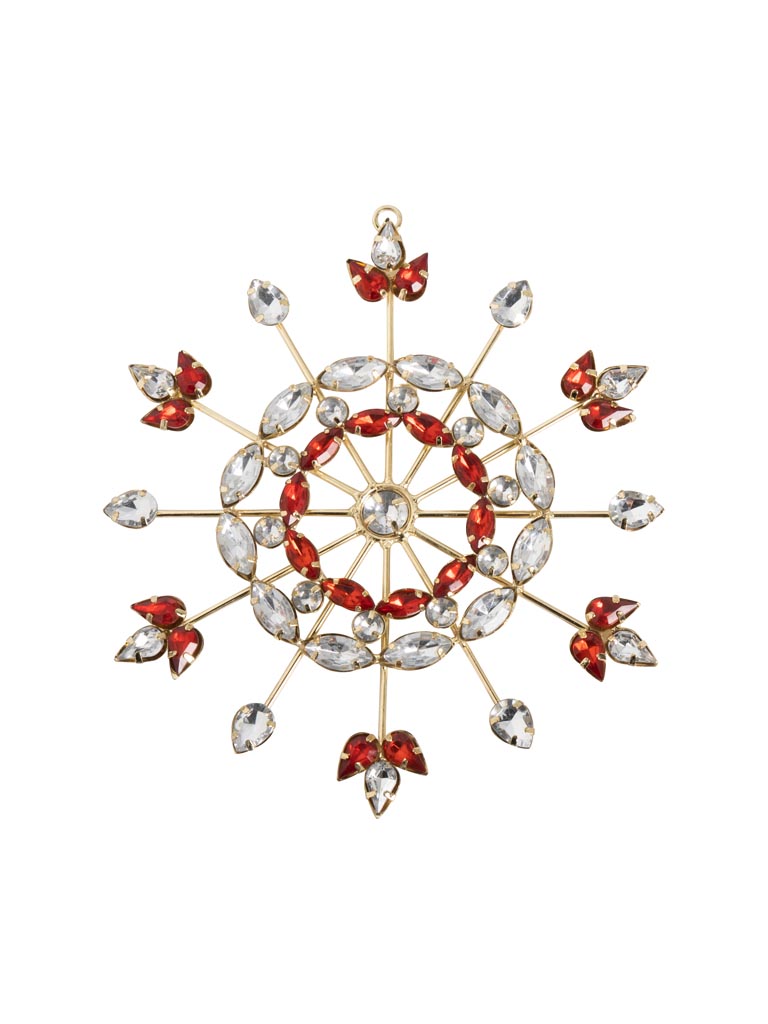 Hanging snowflake with red diamonds - 2