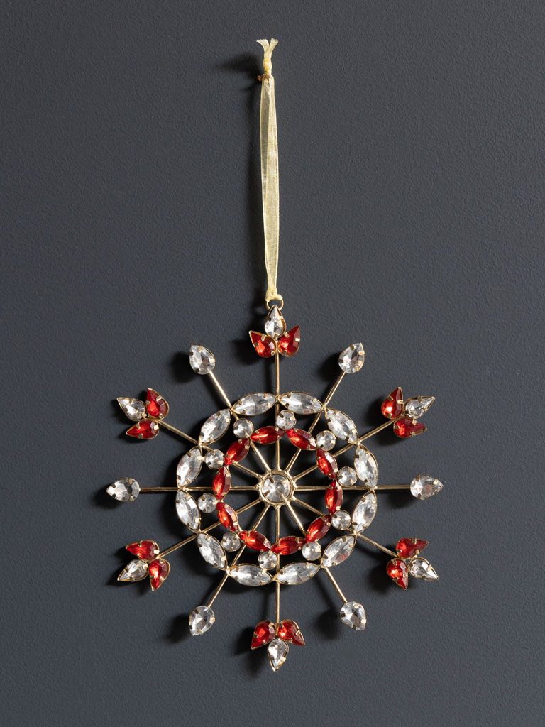 Hanging snowflake with red diamonds - 1